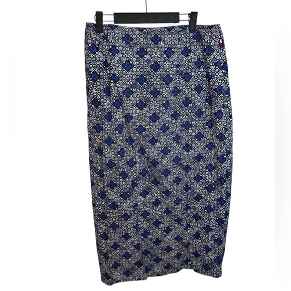 Tommy Hilfiger Vintage Blue Geo Pattern Cotton Sarong Wrap Skirt - Picture 2 of 5
